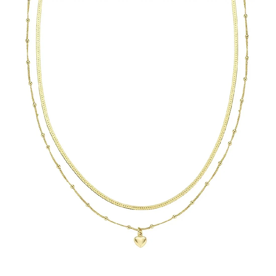 Collana Amen doppia catena con cuore dorata CL2PICUG
