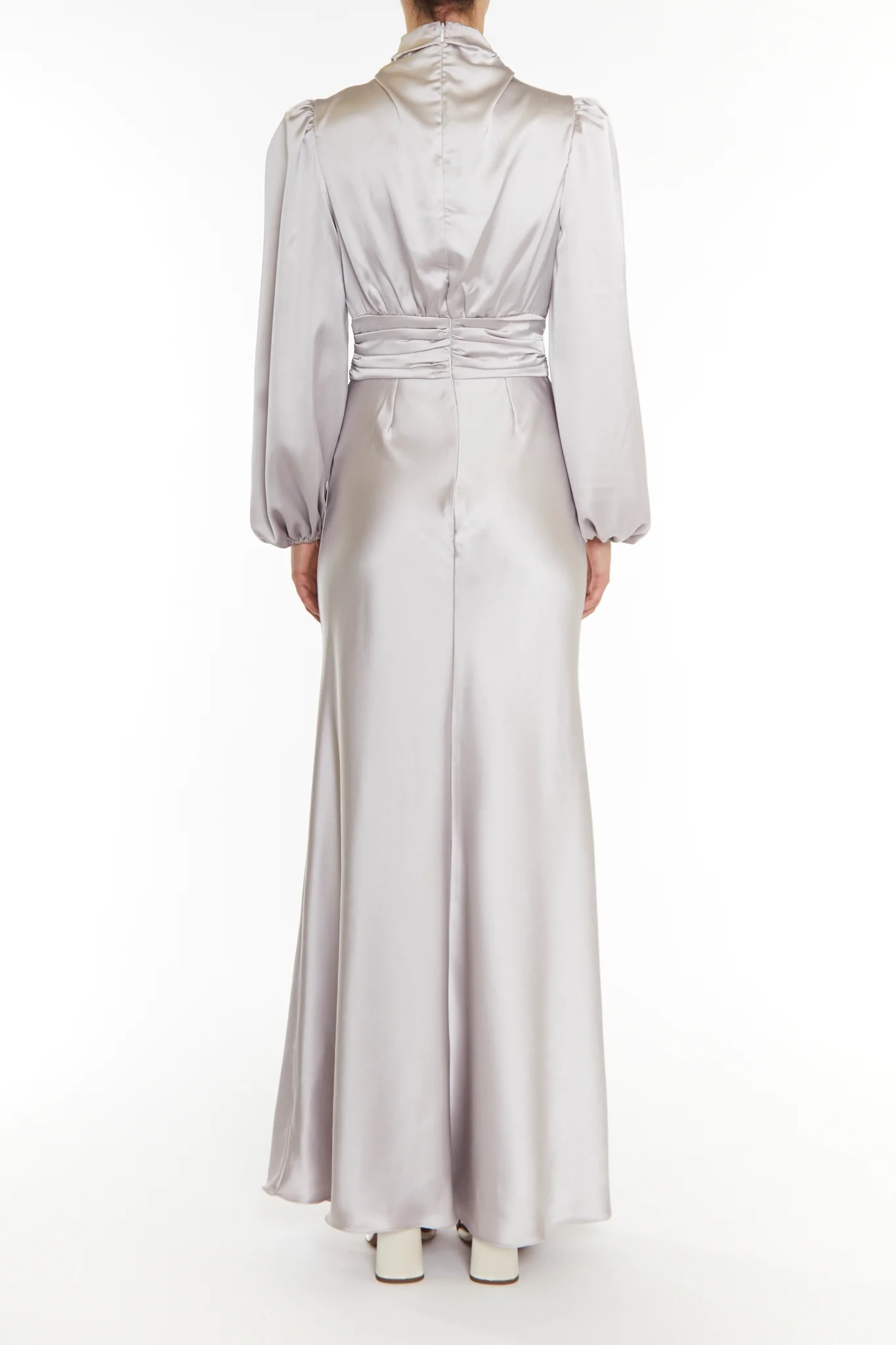 Sutton Silver High Cowl-Neck Maxi Dress