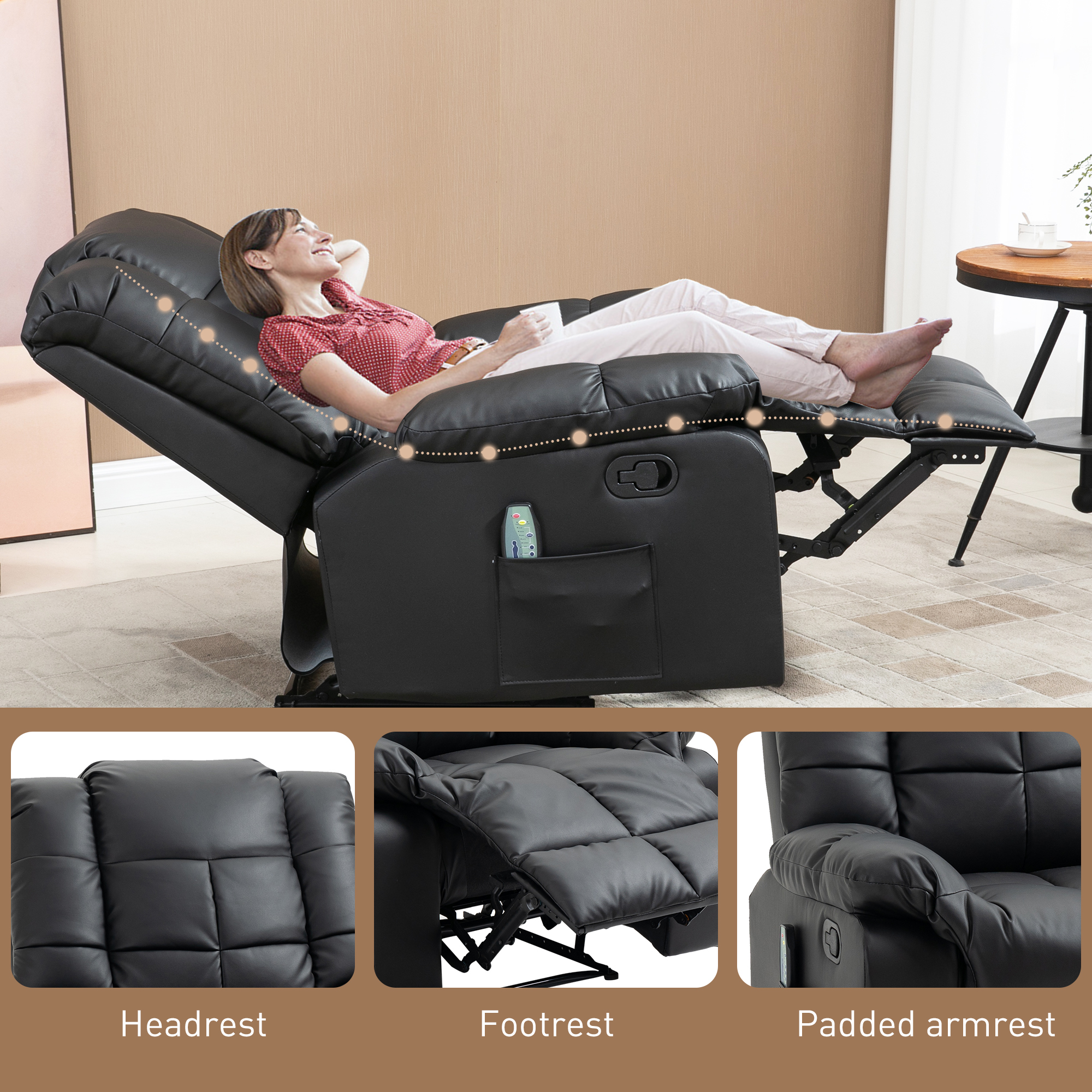 massagestoel Elektrische tv-stoel met ligfunctie 8 massagepunten