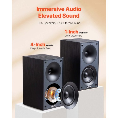VEVOR Passive Regallautsprecher Paar 300W Stereo-Audio-Lautsprecher 70Hz–20kHz