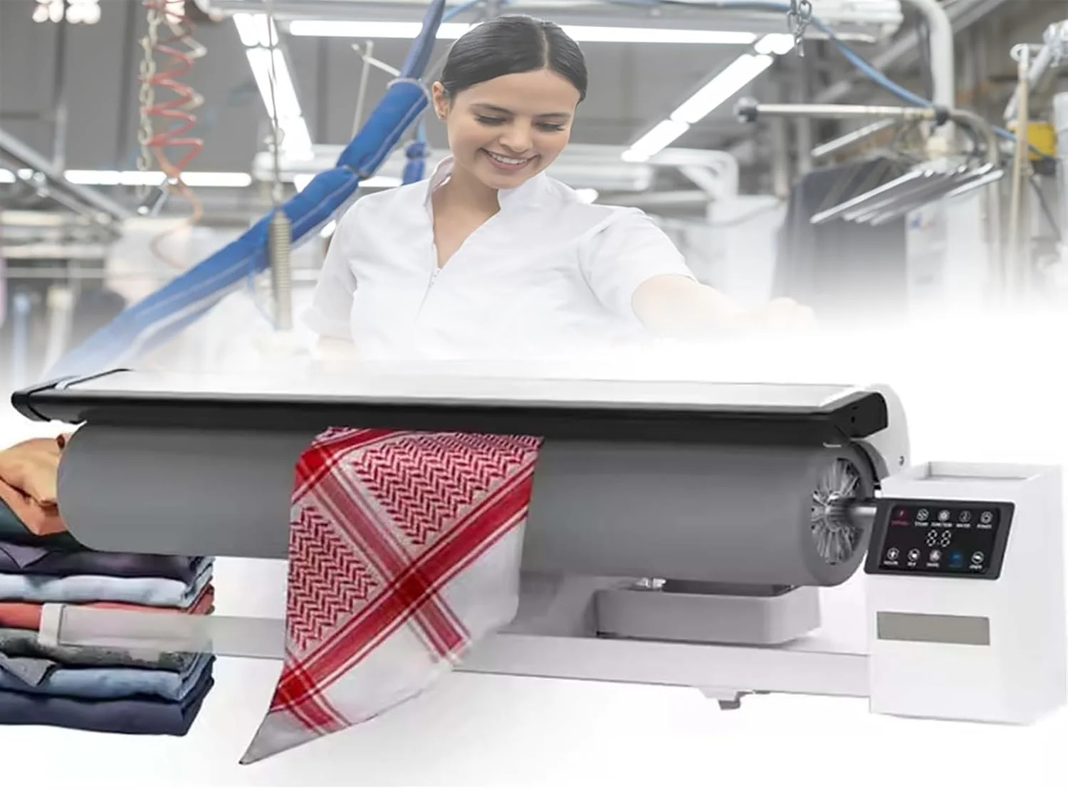 Dampfpressbügeleisen Bügelpressen, 2950 W, Grau, Hochleistungs-Rotationswalze für effizientes Bügeln, kontinuierlicher Dampf für Bettwäsche