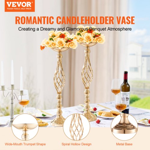 VEVOR 20x 58 cm Gold Blumenständer Modern Blumenvase Hochzeit Dekoration Vasen