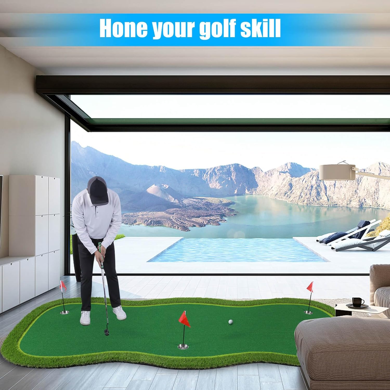 Putting Practice Mat, Long Indoor/Outdoor Training Green