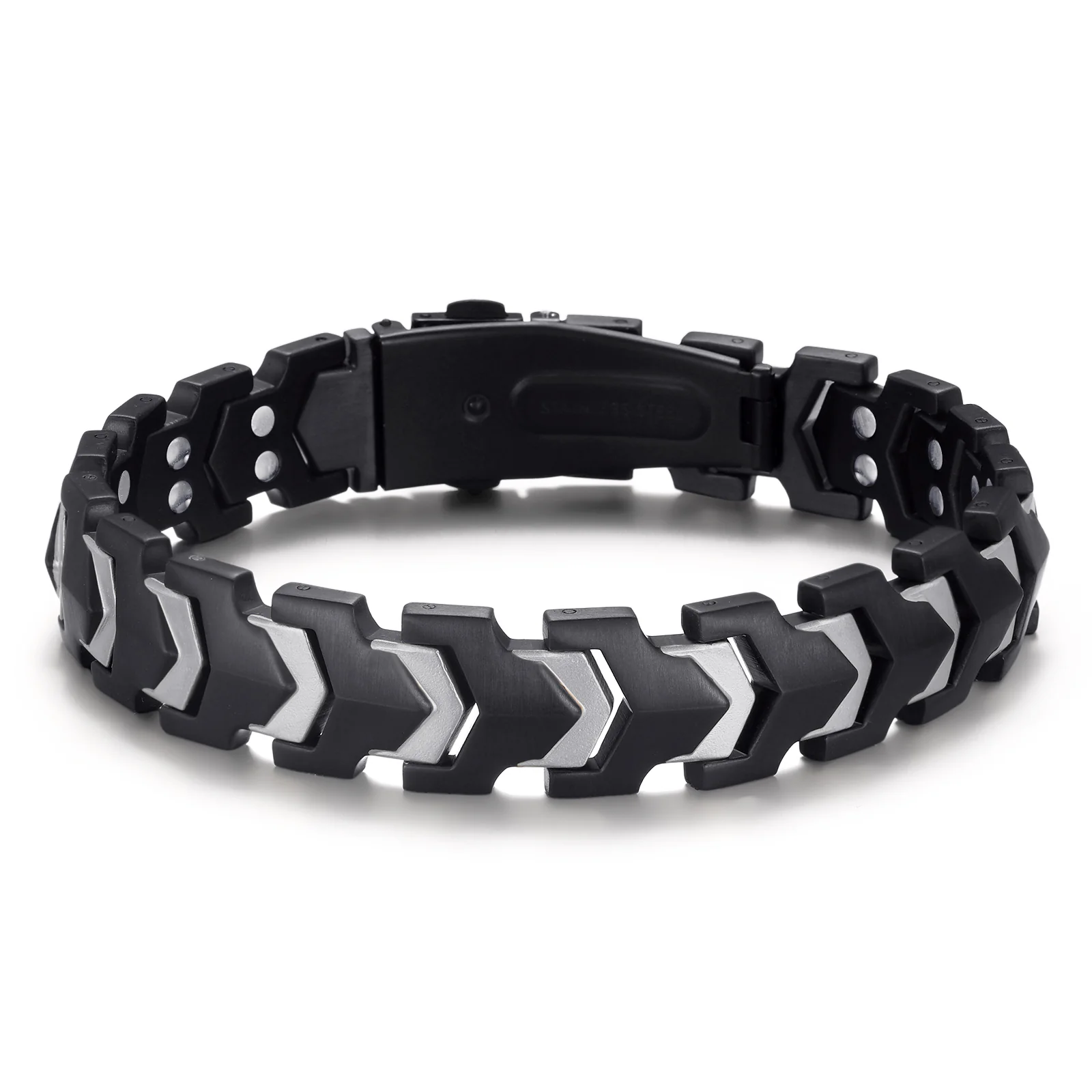 RainSo Men's Strength 3800 Gauss Magnetic Bracelet (Black Silver)