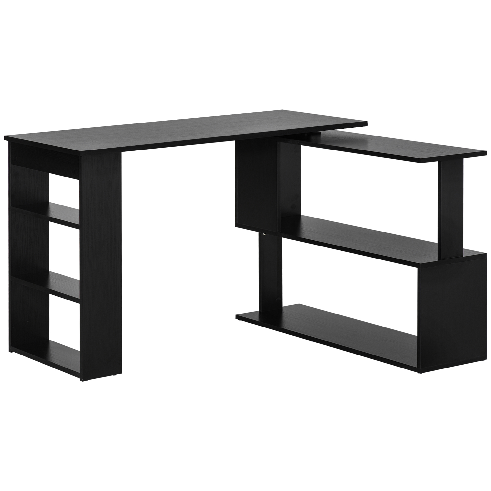 HOMCOM Eck-Schreibtisch mit 360° drehbarem Panel und 5 Regalen, 120x110x74,5 cm, Schwarz