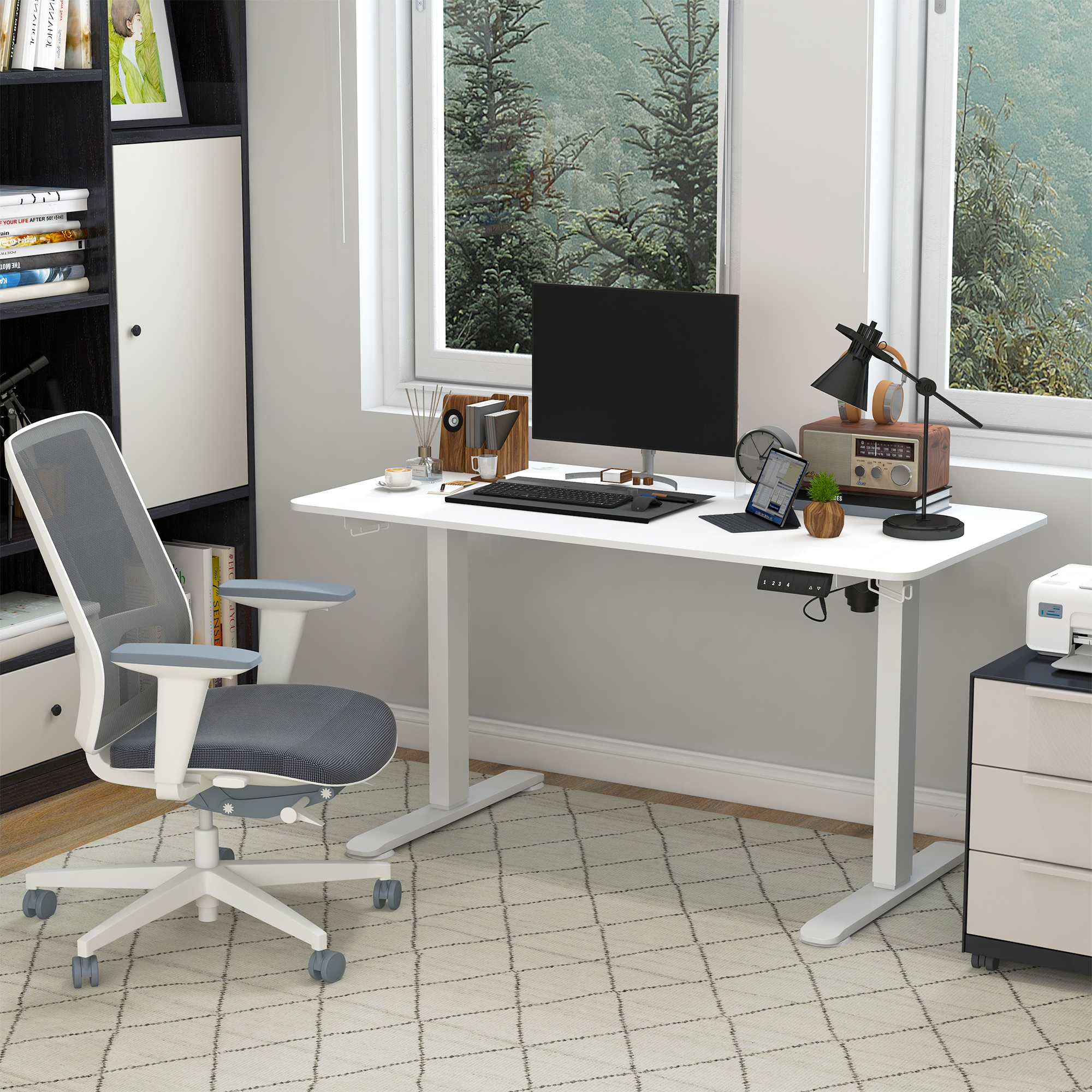 Vinsetto Stehpult höhenverstellbarer Computertisch Schreibtisch, 140 cm x 70 cm x 116 cm, Weiß