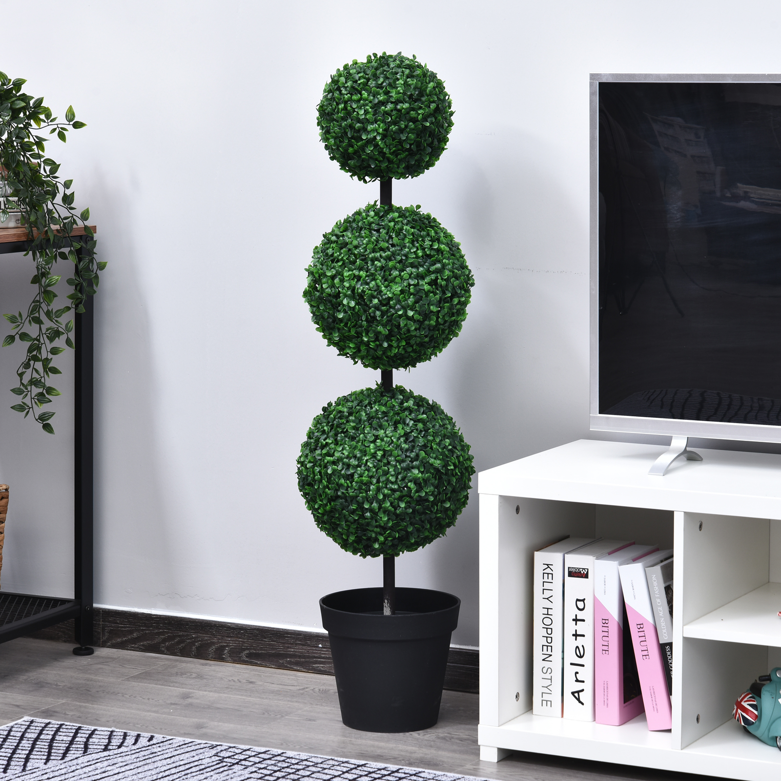 Outsunny Künstlicher Buchsbaum topiaire mit 3 Kugeln Ø 30 x 112H cm Grün