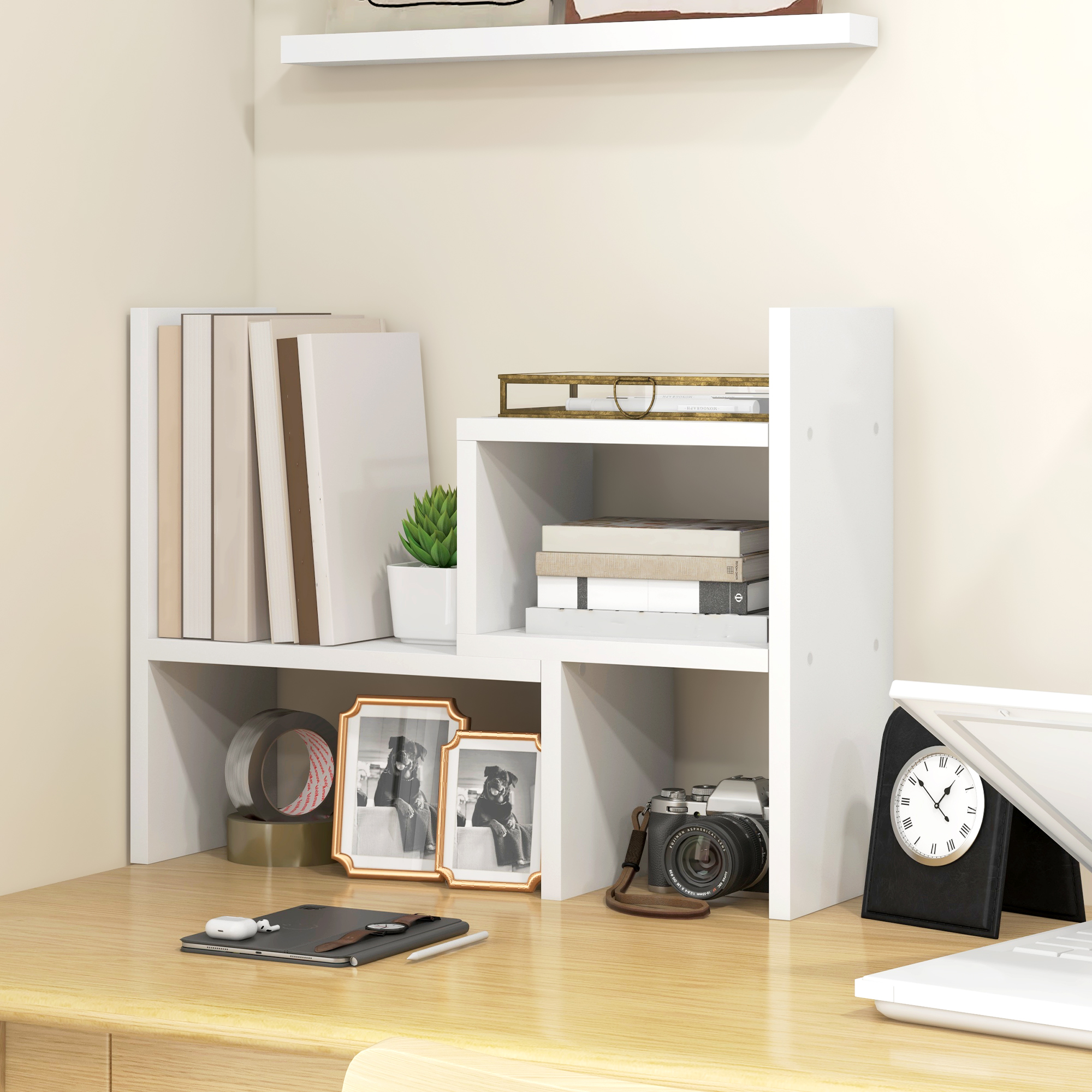 HOMCOM Modulares Büroregal, multifunktionaler Büroorganizer, 2-teilig, MDF, weiß