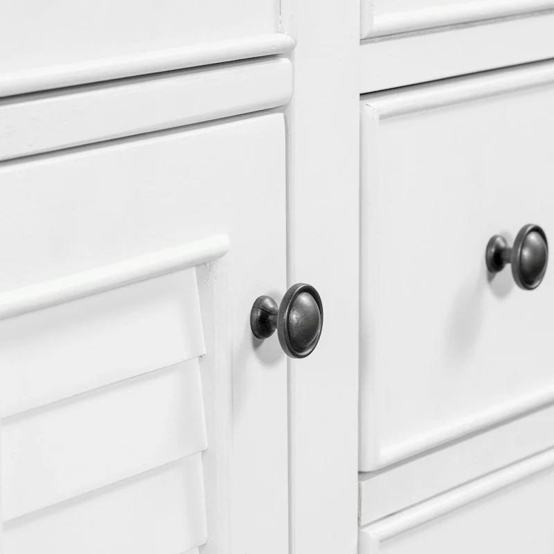 Bathroom Vanity with Ceramic Basin, Two Cabinets and Five Drawers