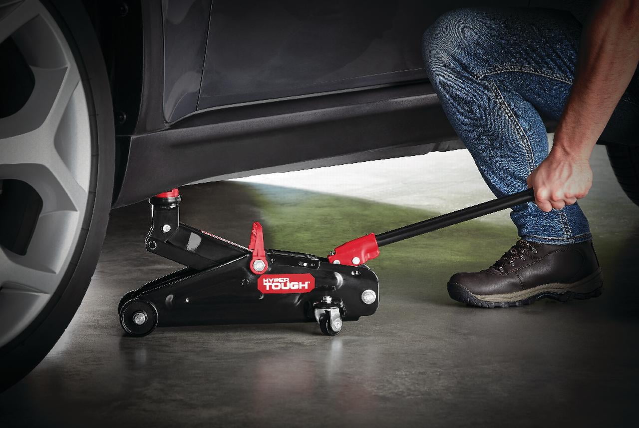 Hyper Tough 2 Ton Trolley Jack, Heavy Duty Steel, 5 1/8&prime;&prime; to 13&prime;&prime; Lift Range, Safety Valve, Portable