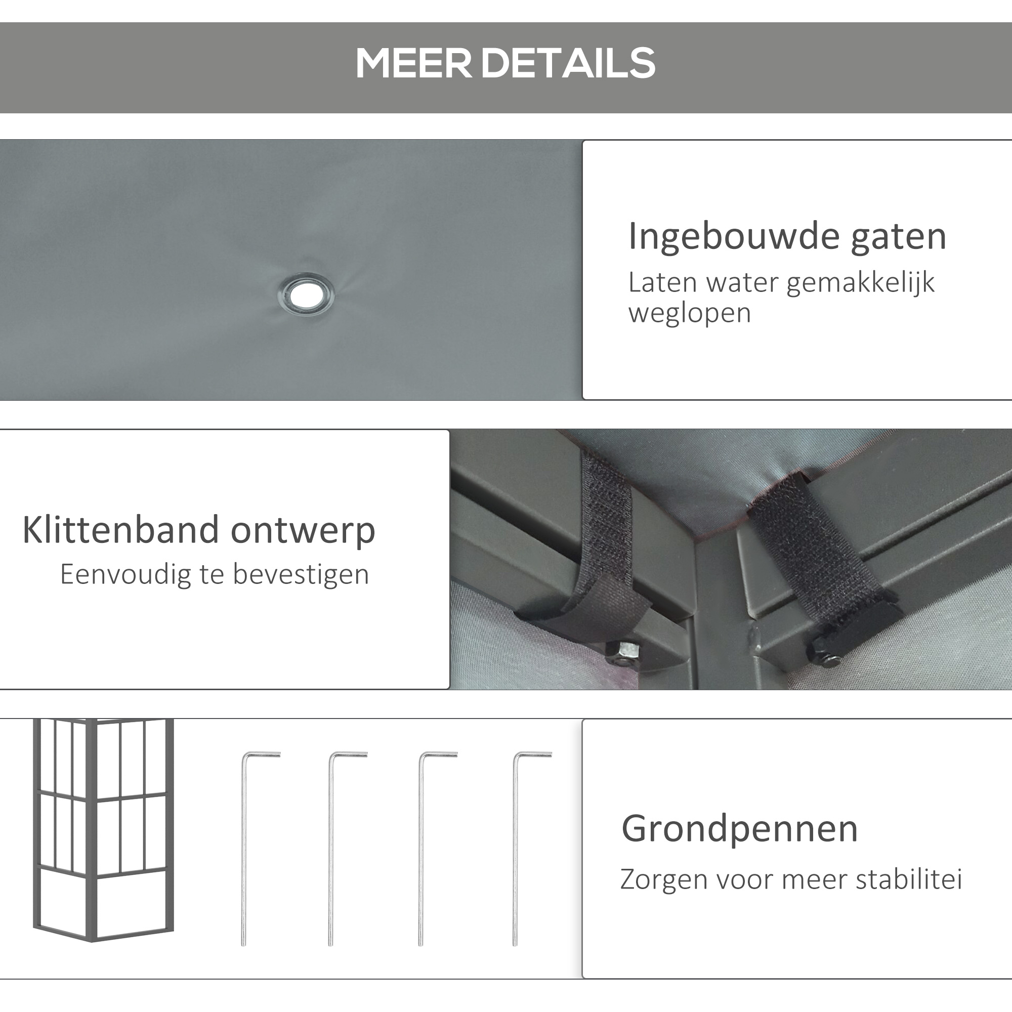 hellend dak pergola grijs+zwart 4 x 3 x 2.5m