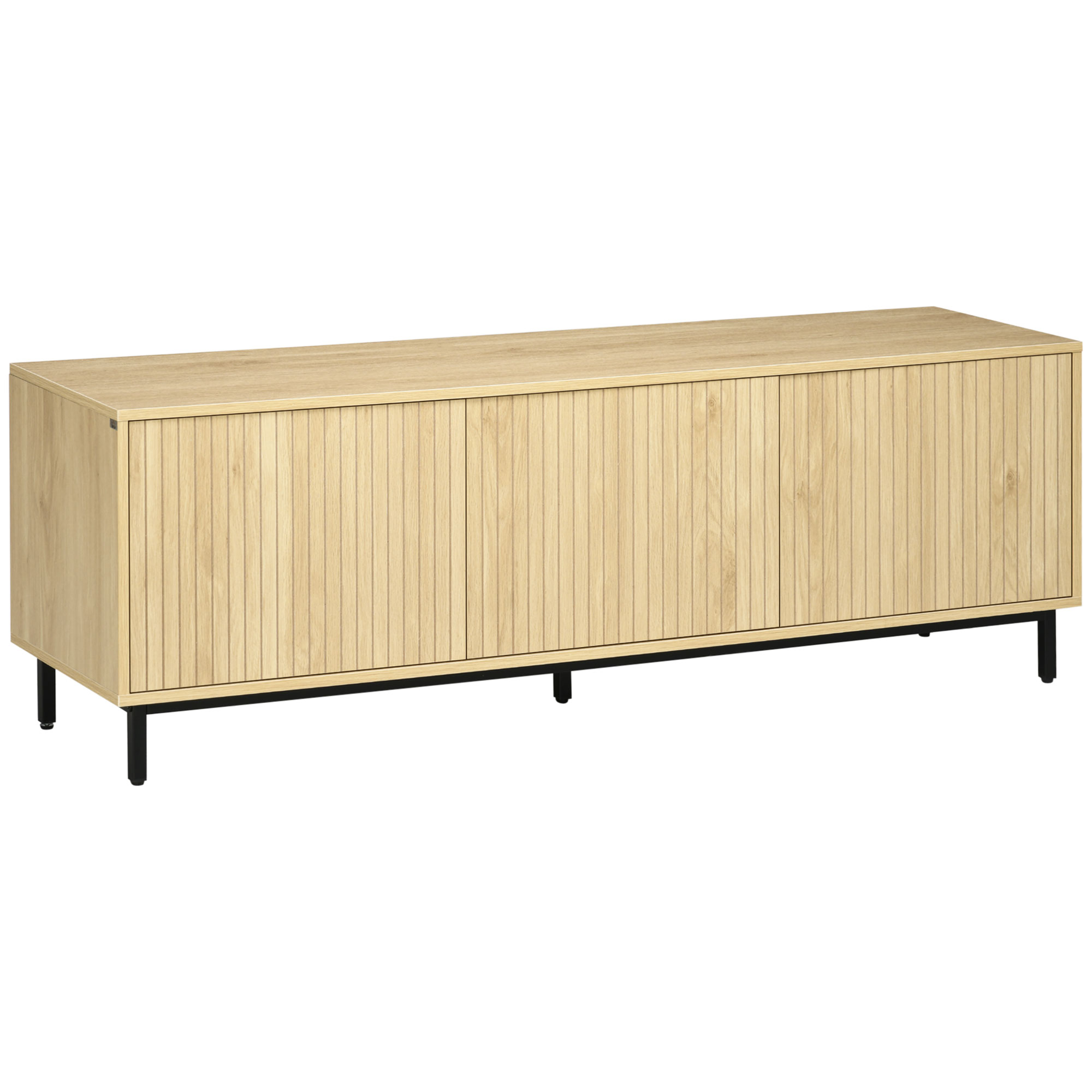 HOMCOM TV-Bank im Skandi-Design, 3 Schrankfächer, versetzbare Einlegeböden, Kabelmanagement, 150 x 40 x 51 cm