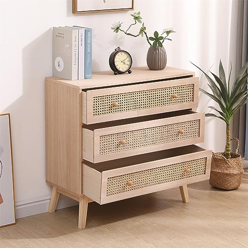 Cassettiera rustica in legno naturale con 3 grandi cassetti per camera da letto, finitura nera : Amazon.it: Casa e cucina