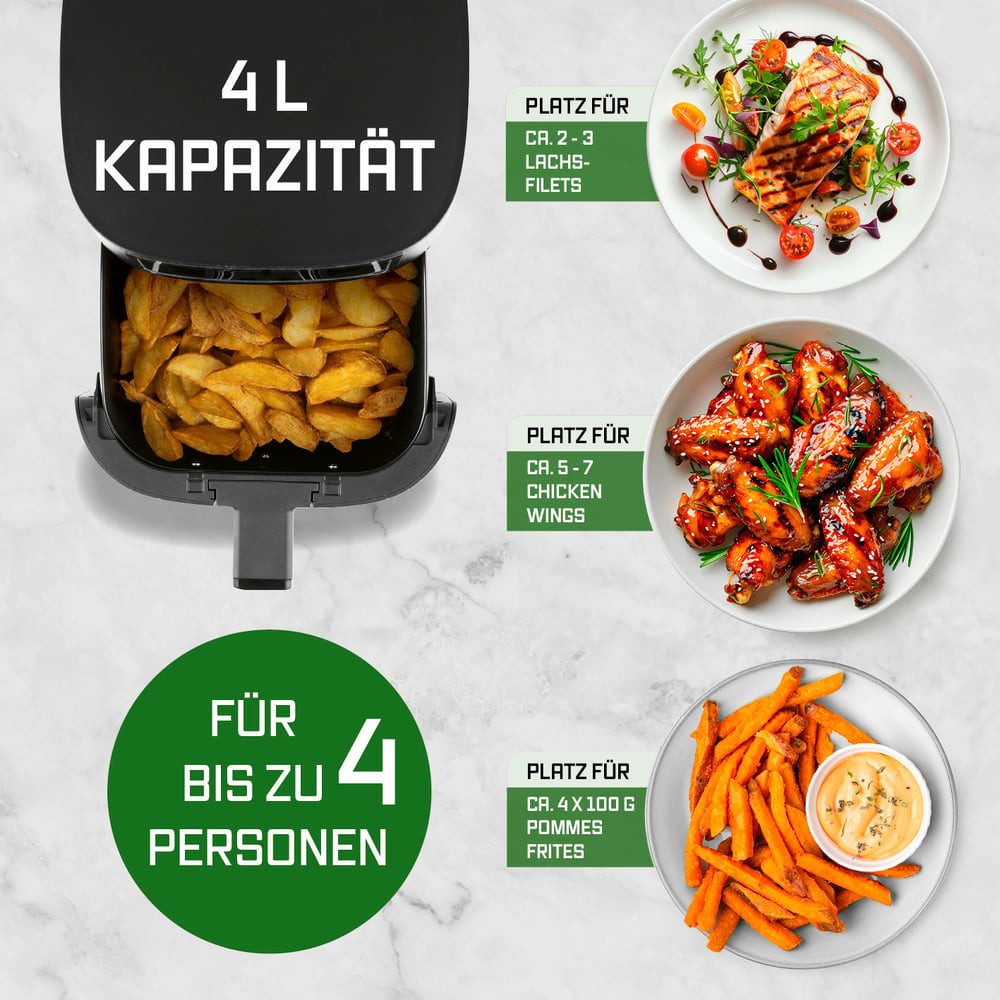 Heißluftfritteuse 4 L Airfryer, Fritteuse mit Touchscreen