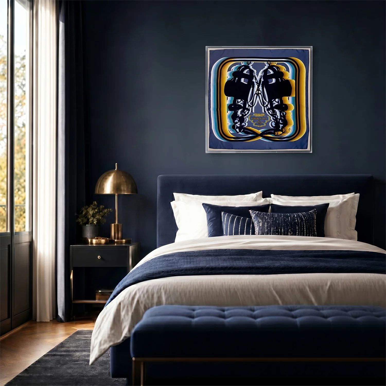 Framed Brides De Gala Herm��s Shadow Silk Scarf in a 36x36x2