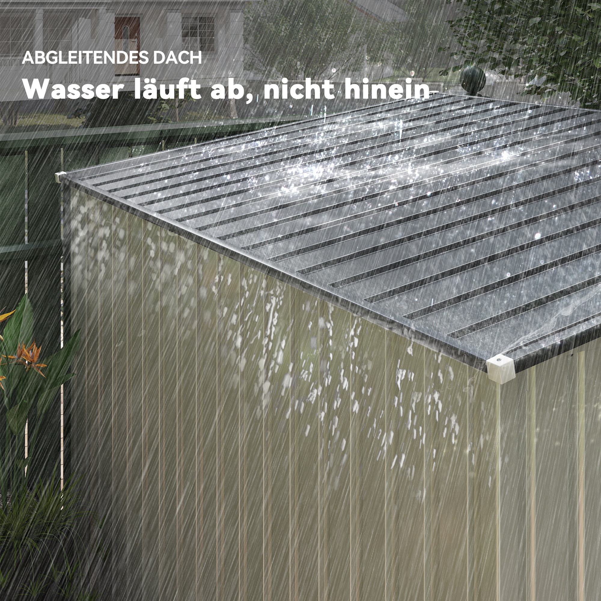 Metalen tuinberging 2,81m2 154x206,5x181 cm met pultdak en fundament
