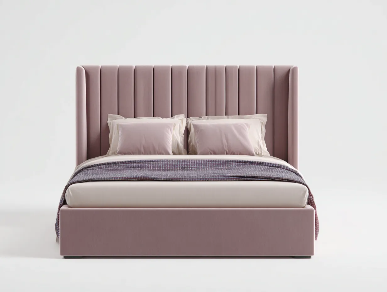 Doppelbett-Holz-Samt-210 x 192 x 112 cm-Rosa-Moderner Stil