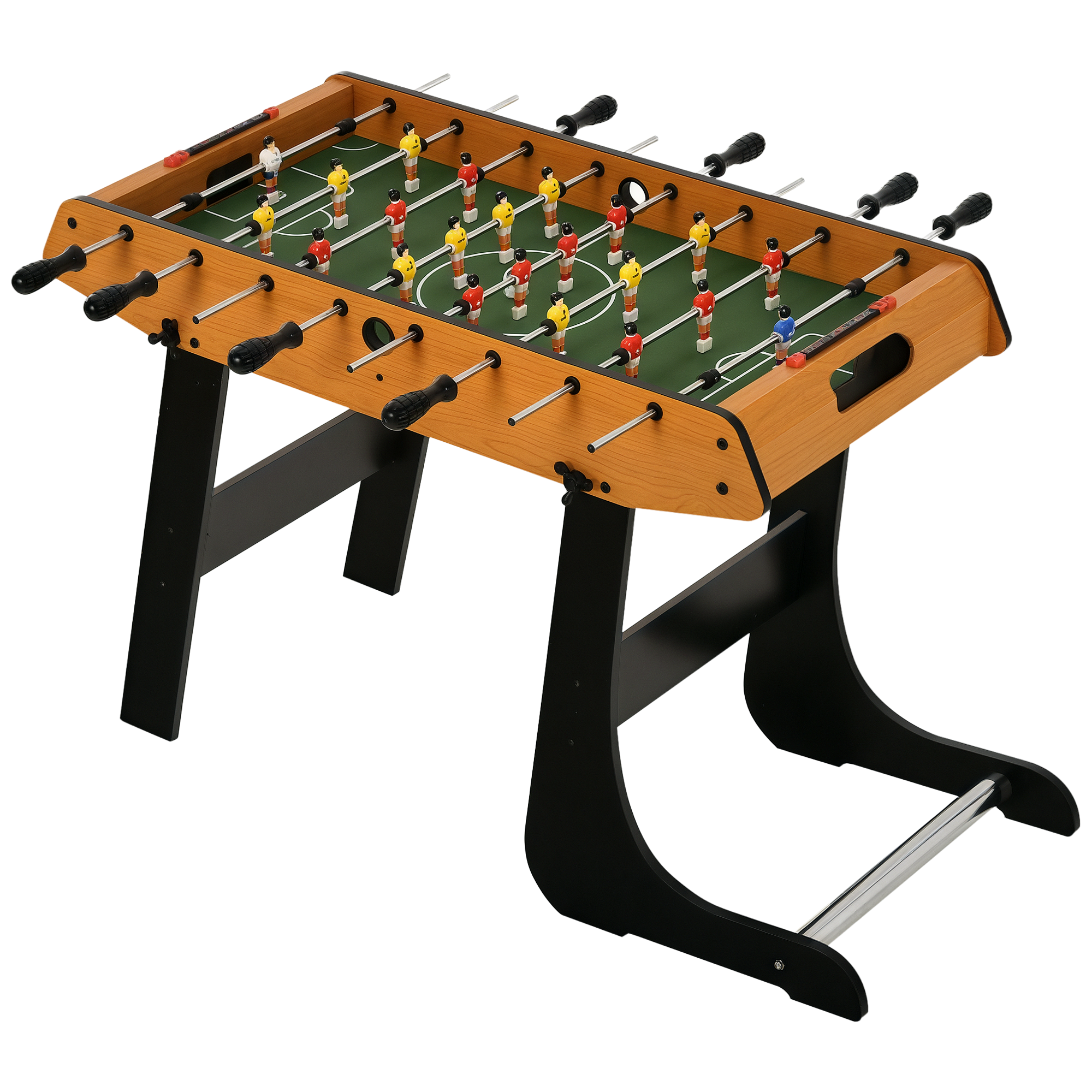 HOMCOM Tischfußball Tischkicker Kickertisch Spielzeug Spieler-Party Fußball Geschenk für 14+ Jungen Zusammenklappabar innen mit je 11 Spielern pro Seite MDF Schwarz+Natur 98 x 42 x 62,5 cm