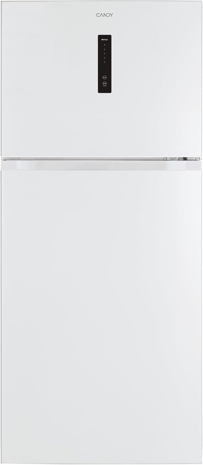 CANDY Frigorifero Doppia Porta con Display, 410 Litri, No Frost, Classe E, Congelatore Superiore da 100 L, Porta Reversibile, Luce LED, 168 x 70,5 x 70,5 cm (A x L x P), Bianco, CDG5T717EW