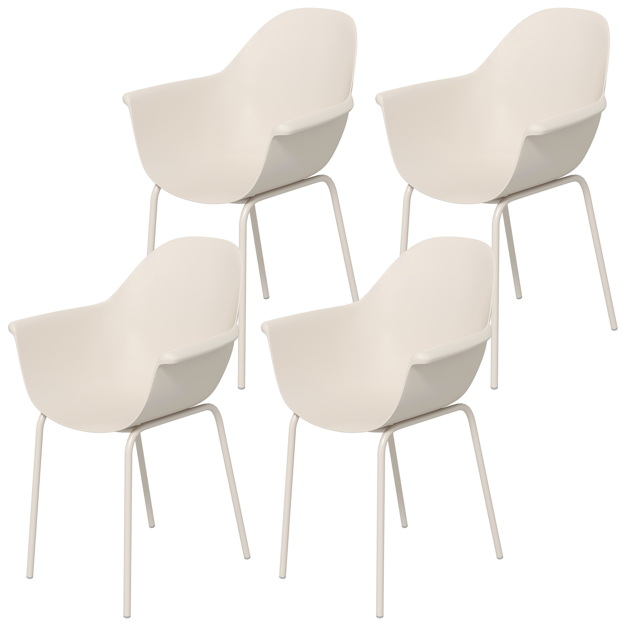 4-delige set tuinstoelen, buitenstoelen, tuinstoel, modern design, 59 cm x 55 cm x 84 cm, grijs