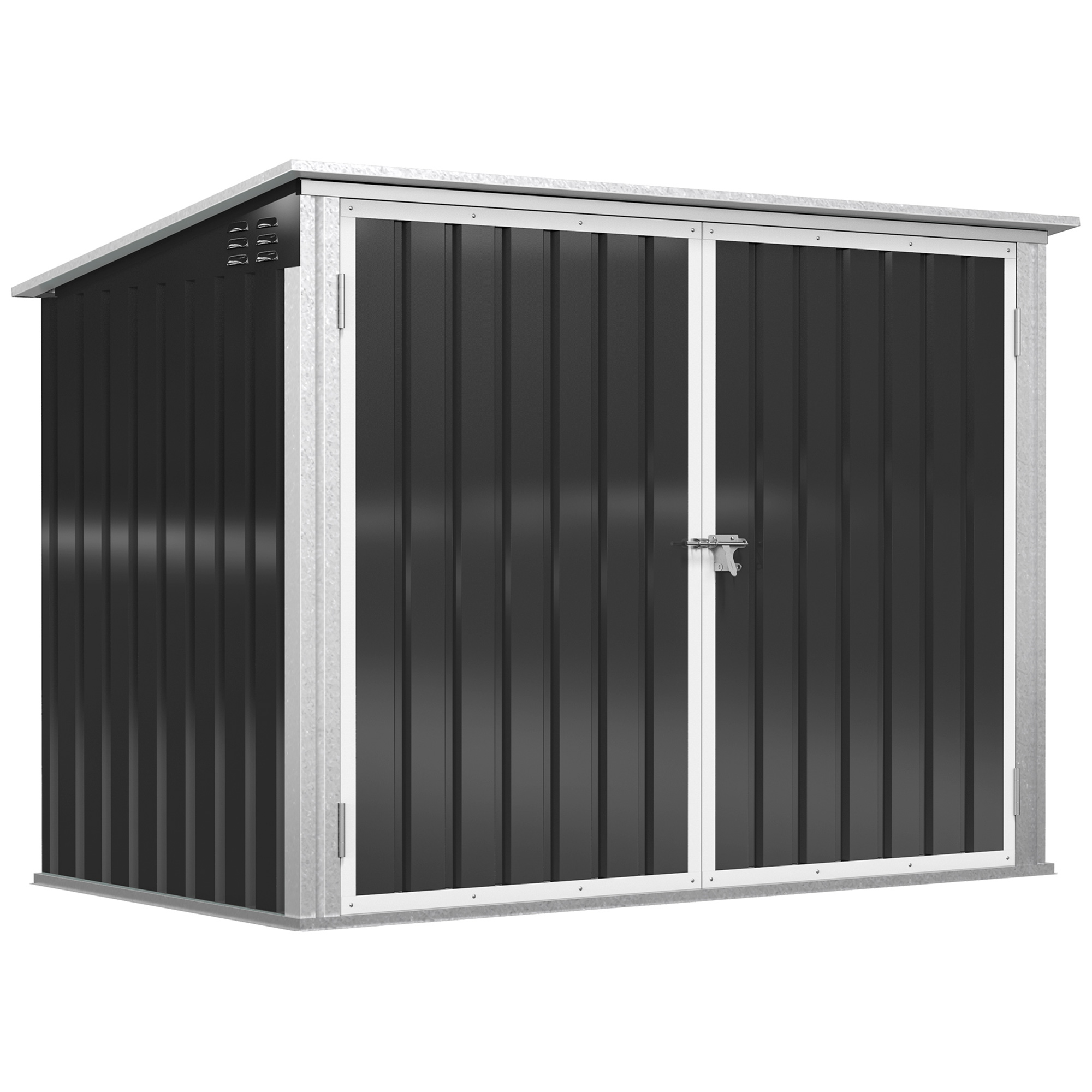 Outsunny Mülltonnenbox Müllbox Storer abschließbar Gerätebox für 2 Mülltonnen Stahl 178,5 x 104,5 x 128,5/113 cm Schwarz