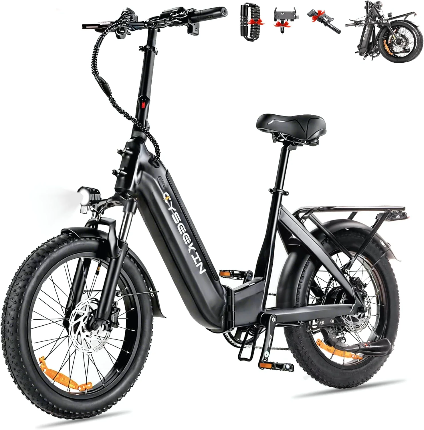 C20 E Bike Klapprad, 48V 15.6Ah Akku bis 120km, 250W Motor 25km/h Ebike, 20x3.0 Fatbike mit Hydraulische Bremsen, 7-Gang