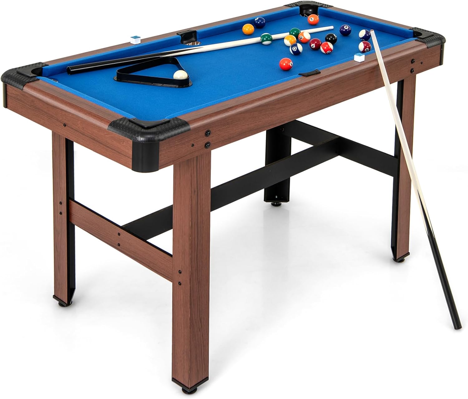 RELAX4LIFE Tavolo da Biliardo 122 CM con Set Completo di Palline, 2 Stecche, Gessetti, Spazzola da Tavolo, Triangolo, Tavolo da Biliardo Salvaspazio per Casa, Bar, Palestra