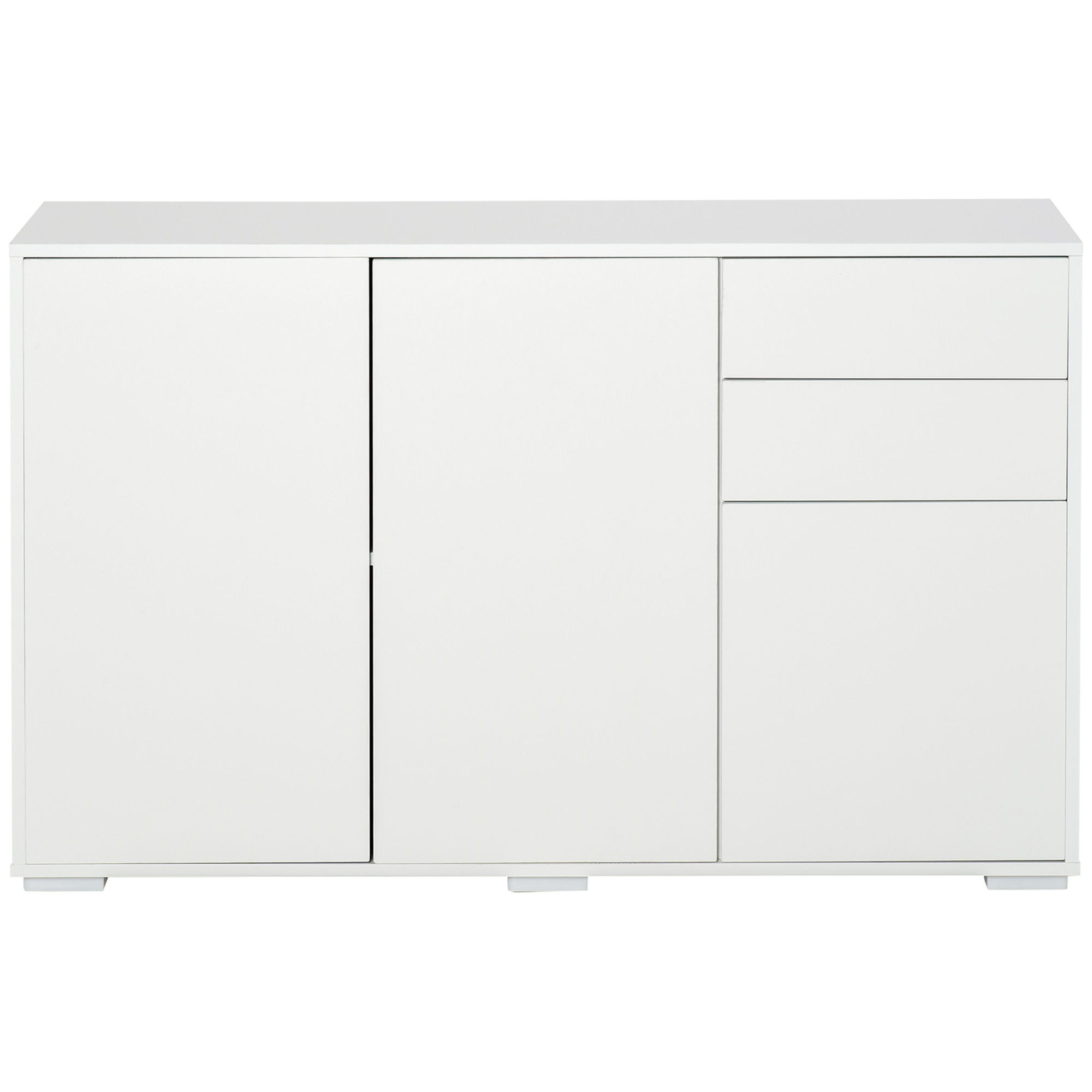 Witte Dressoir Kast, 2 Laden, Push-Click, 117 cm x 36 cm x 74 cm