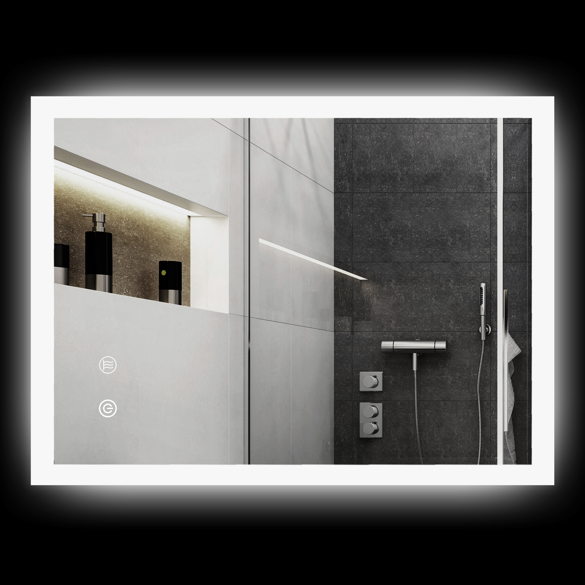 kleankin LED Badezimmerspiegel, Hintergrundbeleuchtung, Touch-Funktion, Memory-Funktion, kein Beschlagen, 80 x 60 cm