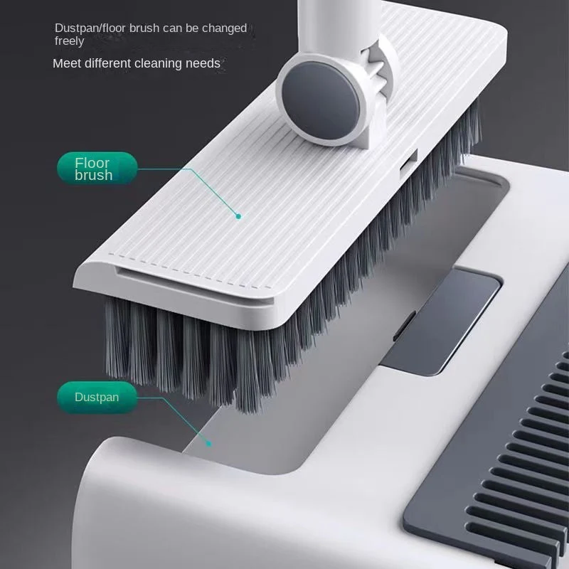 Broom & Dustpan Set with Built-In Hair Comb �C Ergonomic & Space-Saving