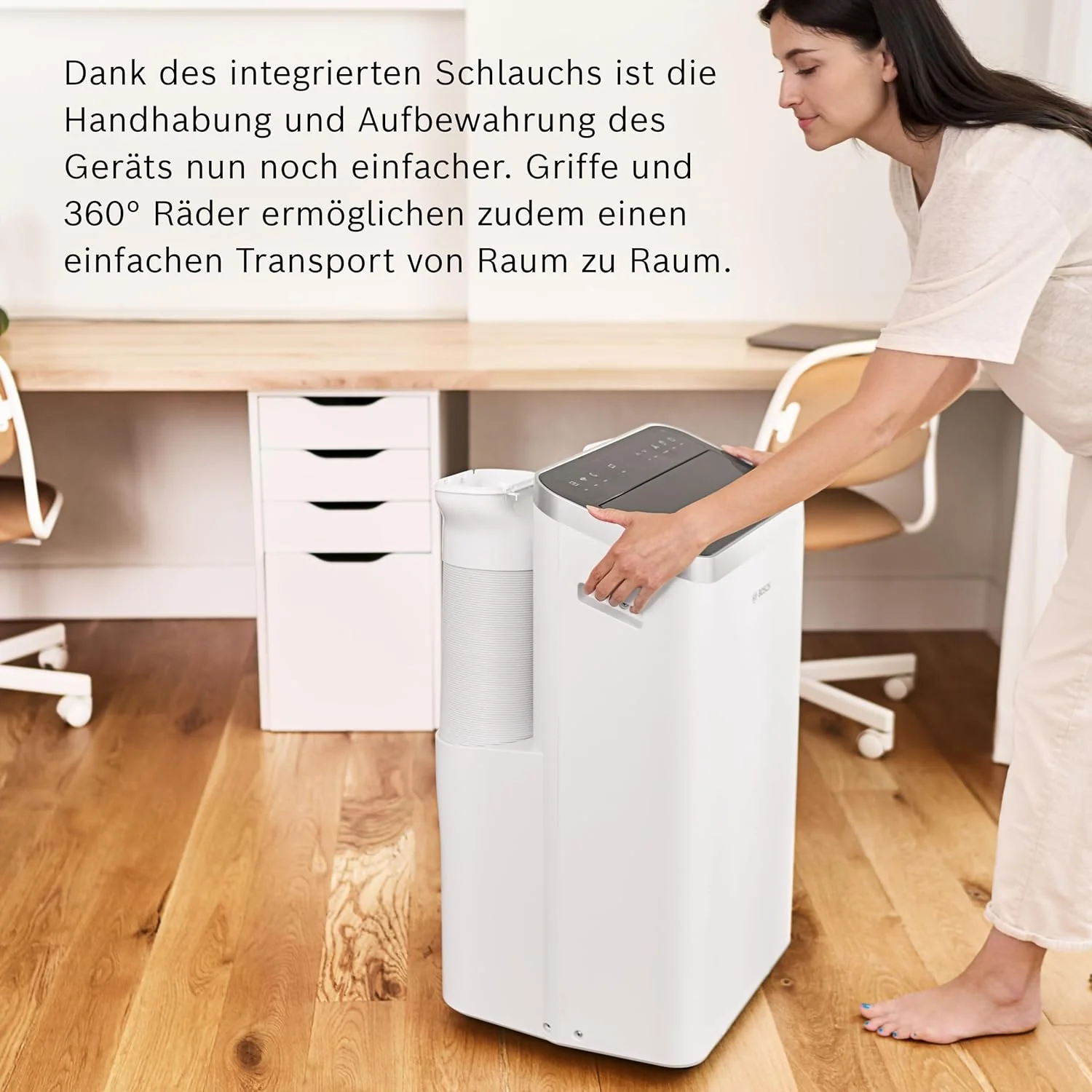 Bosch Cool 4000 Mobiele airconditioner - 3-in-1: Airconditioner, ontvochtiger, ventilator - 2,6 kW voor ruimtes tot 35 m2 - Met automatische modus, stille modus & slaapmodus
