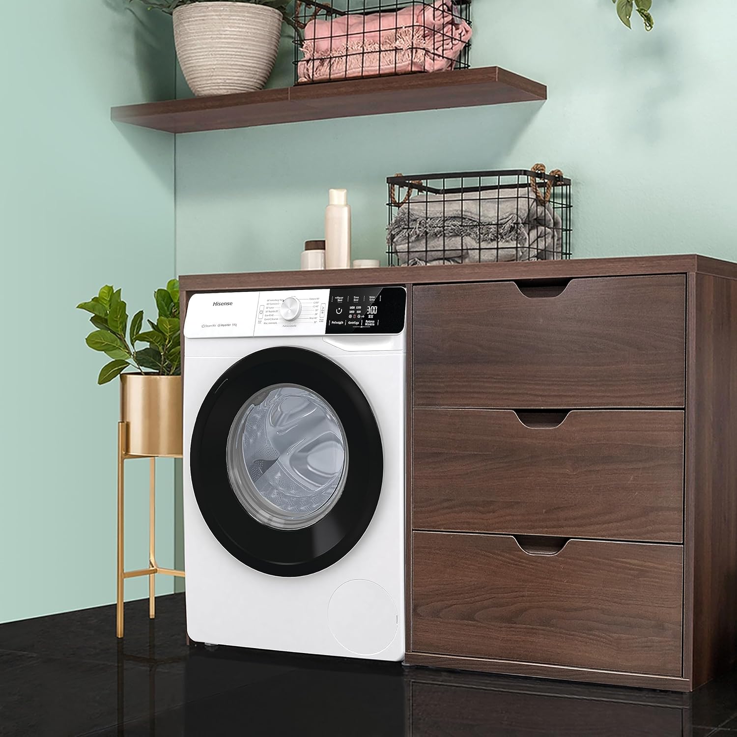 Hisense WFVB7012EM Front Load Washing Machine 7 kg 1200 rpm 15 Programs Steam LED Display Rapid Program Delay Start Child Lock