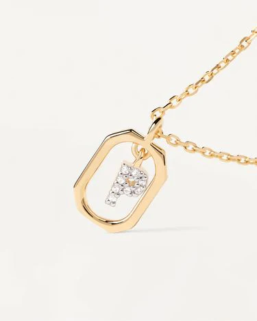 Collana P d Paola iniziale P mini con zirconi bianchi CO01-527-U