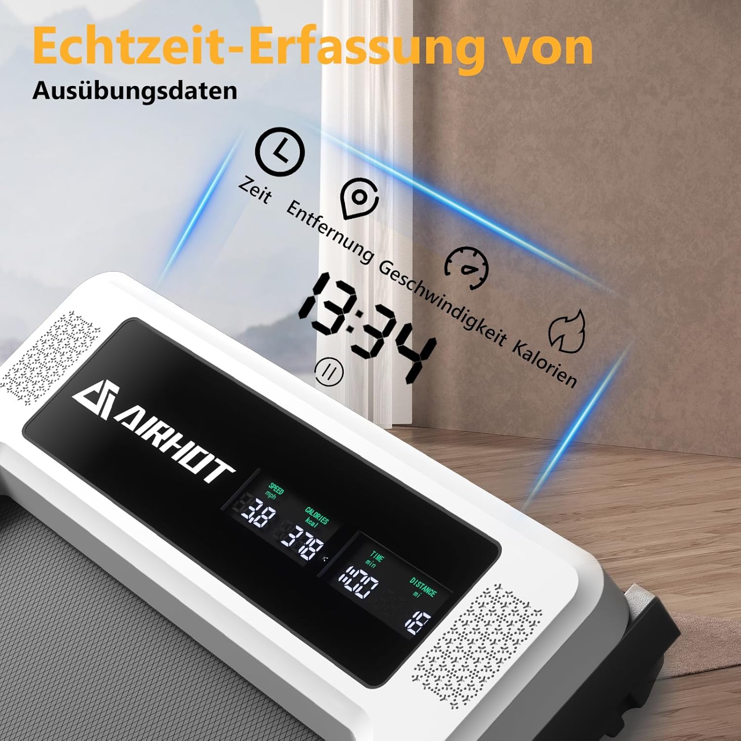 Laufband für Zuhause-AIRHOT, 2,5 PS Walking Pad, Untertisch-Laufband mit Fernbedienung und LED-Anzeige, maximale Geschwindigkeit von 6 km/h BZW. 12 km/h. Kompaktes Laufband für zuhause oder das Büro
