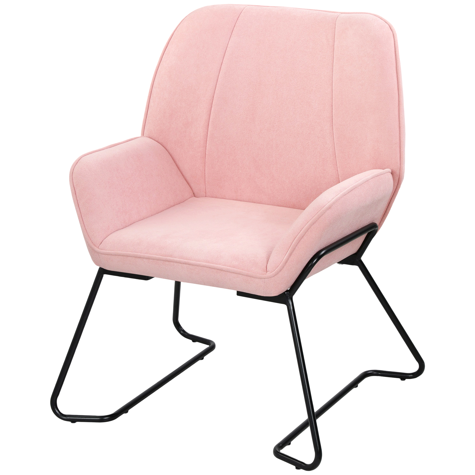 HOMCOM Loungesessel mit breitem und gepolstertem Sitzbezug aus Samt Metallbeine Rosa