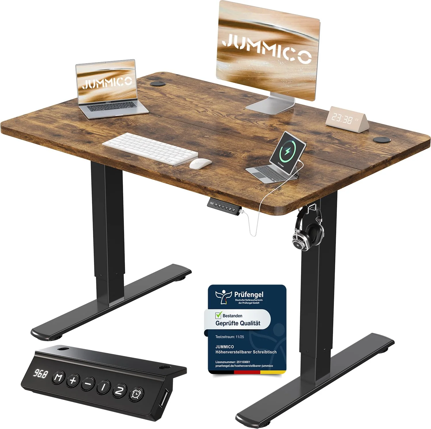 JUMMICO Elektrisch höhenverstellbarer Schreibtisch mit USB-Anschluss