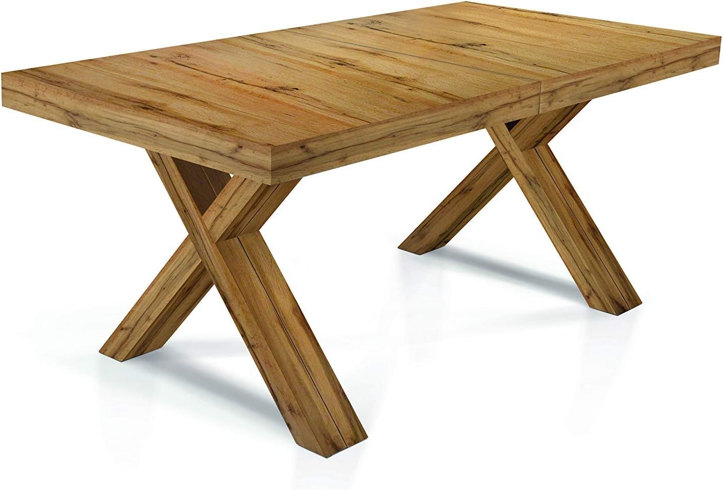KONTE.DESIGN Tavolo GALLIPOLI allungabile in legno, finitura Rovere Nodato, gambe ad X, 160x90 cm - 410x90 cm, 18 posti