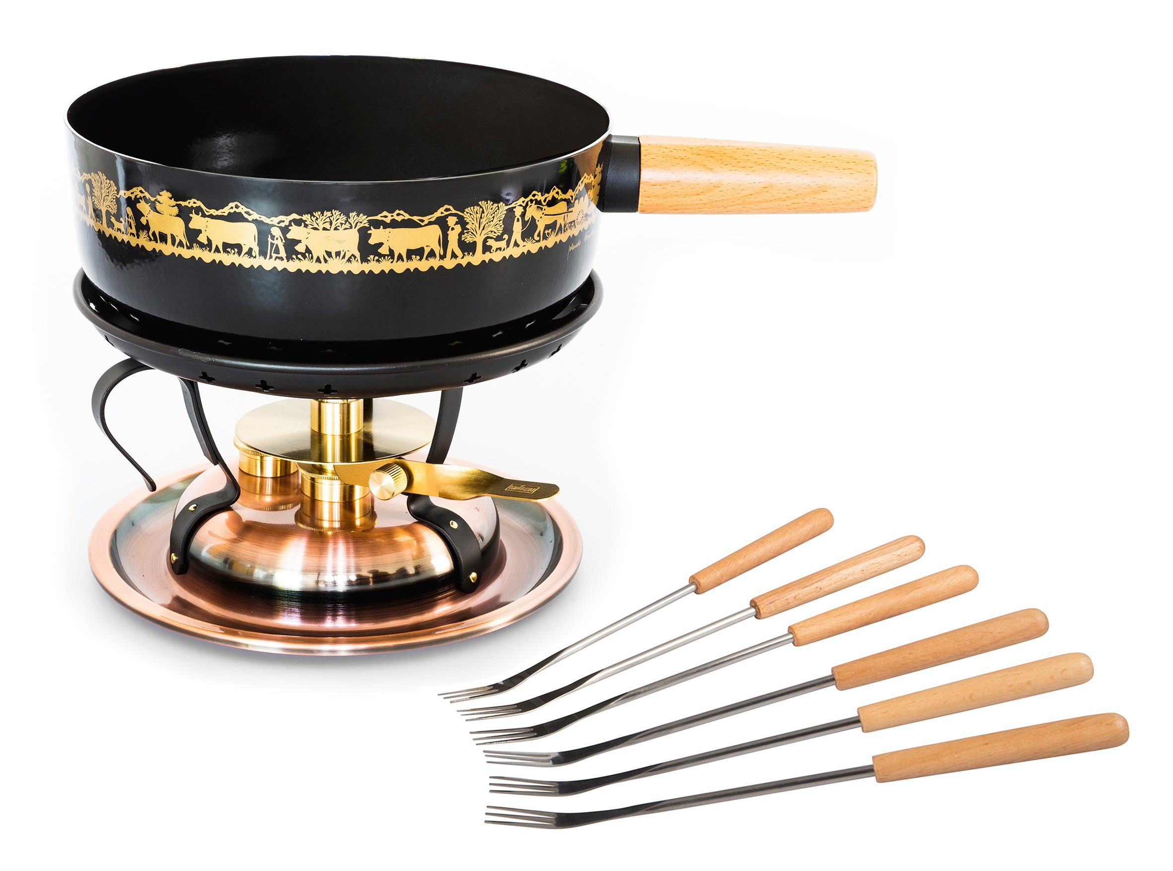 Fondue Stöckli Käsefonduegarnitur Alpaufzug Classic, Kupfer