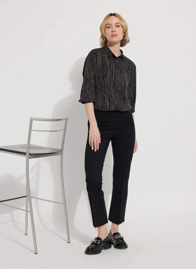 Ankle Elysse Fit-and-Flare Ponte Trousers in Black by Lysse
