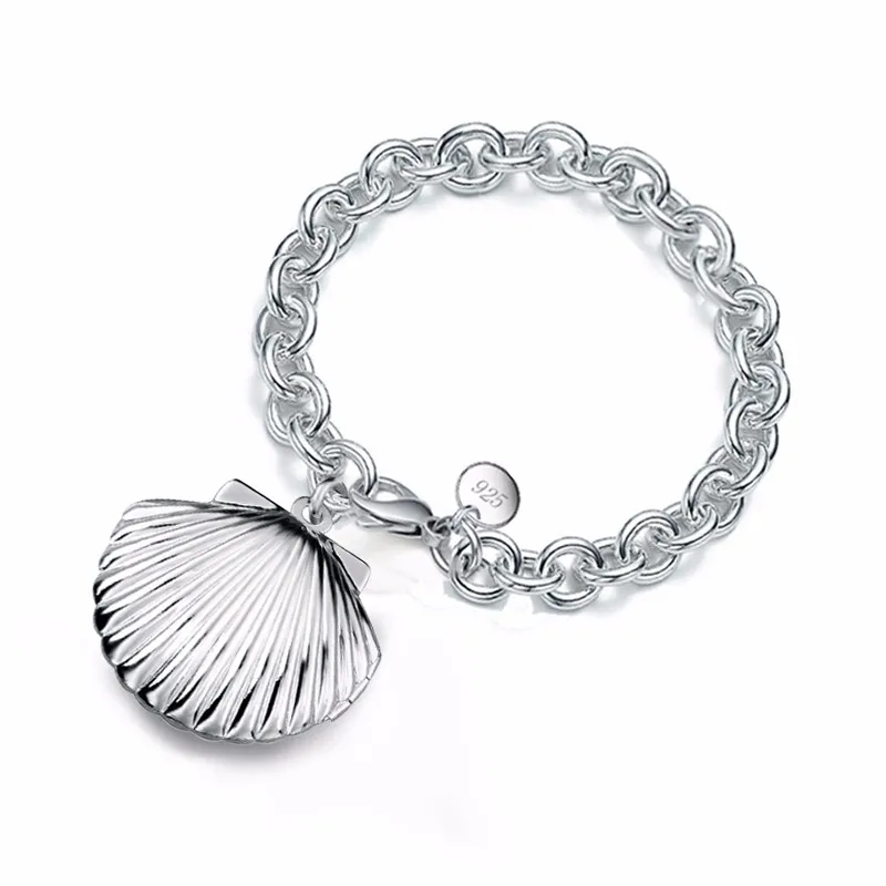 Sterling Silver Shell Shape Chunky Chain Bracelet
