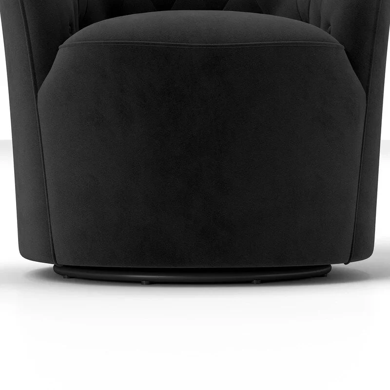 Velvet Upholstered 360 Degree Swivel Barrel Chair with Button Tufted Back