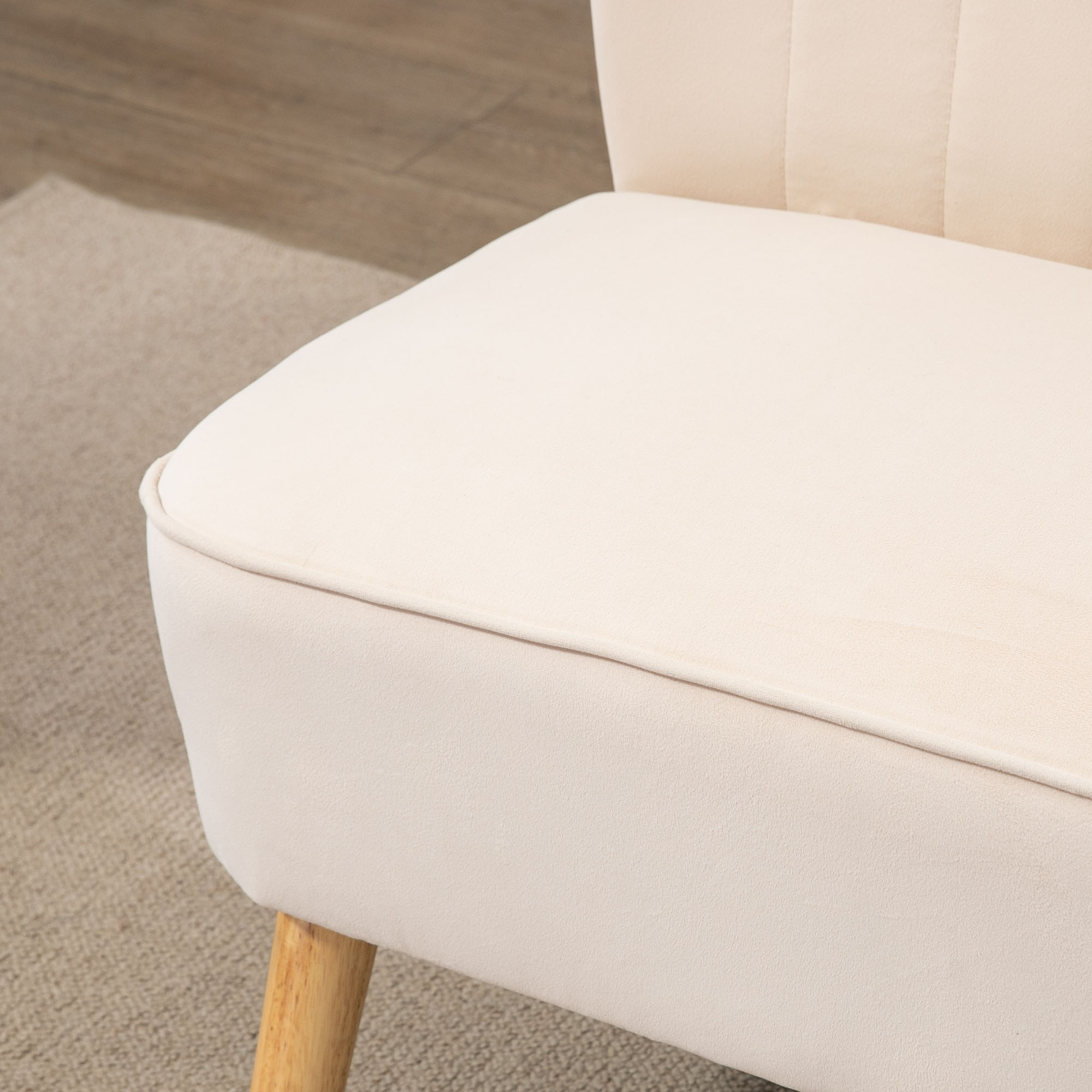 Sofa Retrodesign 2-zitsbank, houten poten, 117 cm x 56,5 cm x 77 cm, wit