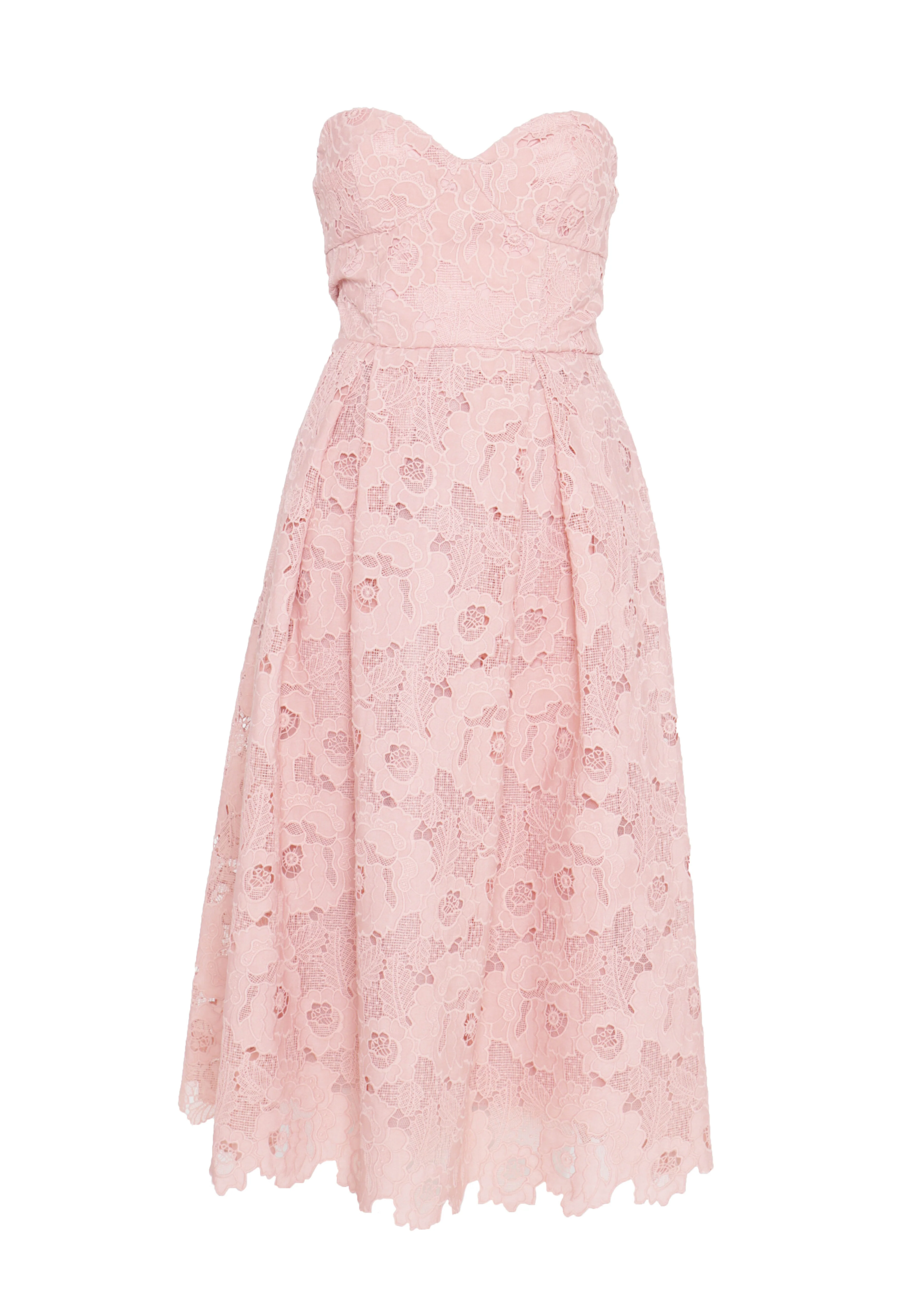 Colette Dusty Pink Cutwork Strapless Midi-Dress