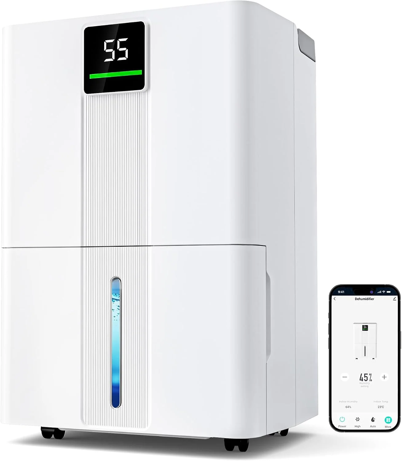 Airfish Luftentfeuchter 30 l/Tag, 24-Stunden-Timer und 2 Gebläsestufen. für Bad, Smart WiFi mit 5,5 l Wassertank, Auto-Abtauung