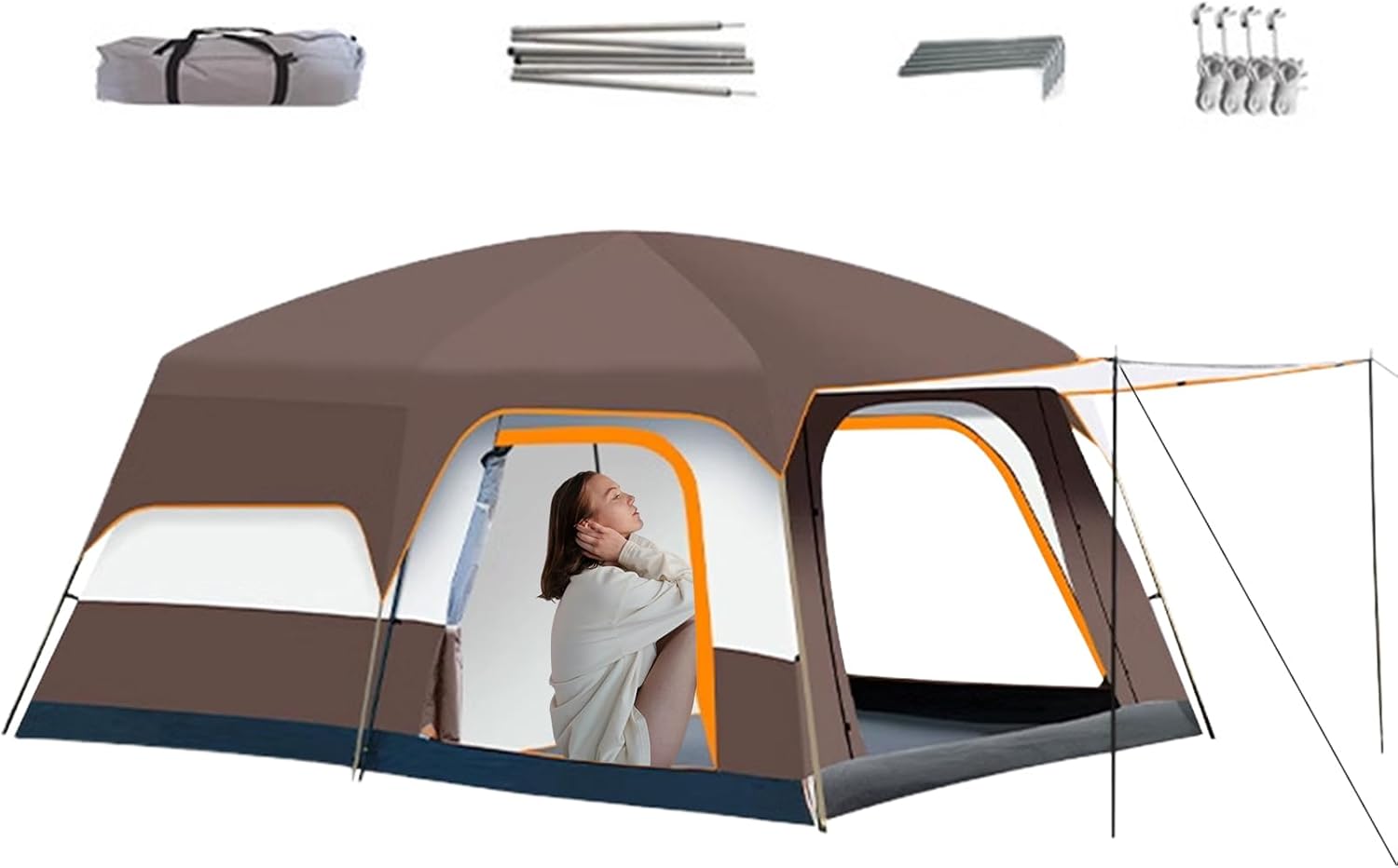 Familienzelt mit Zimmern | Großes Zelt für Familiencamping – Tragbare Hüttenunterstand für Outdoor, Strand, Picknick, Hinterhof, Festivals, Reisen, Trekking, Wanderweg, Wandern, Erkundung, Bergsteigen