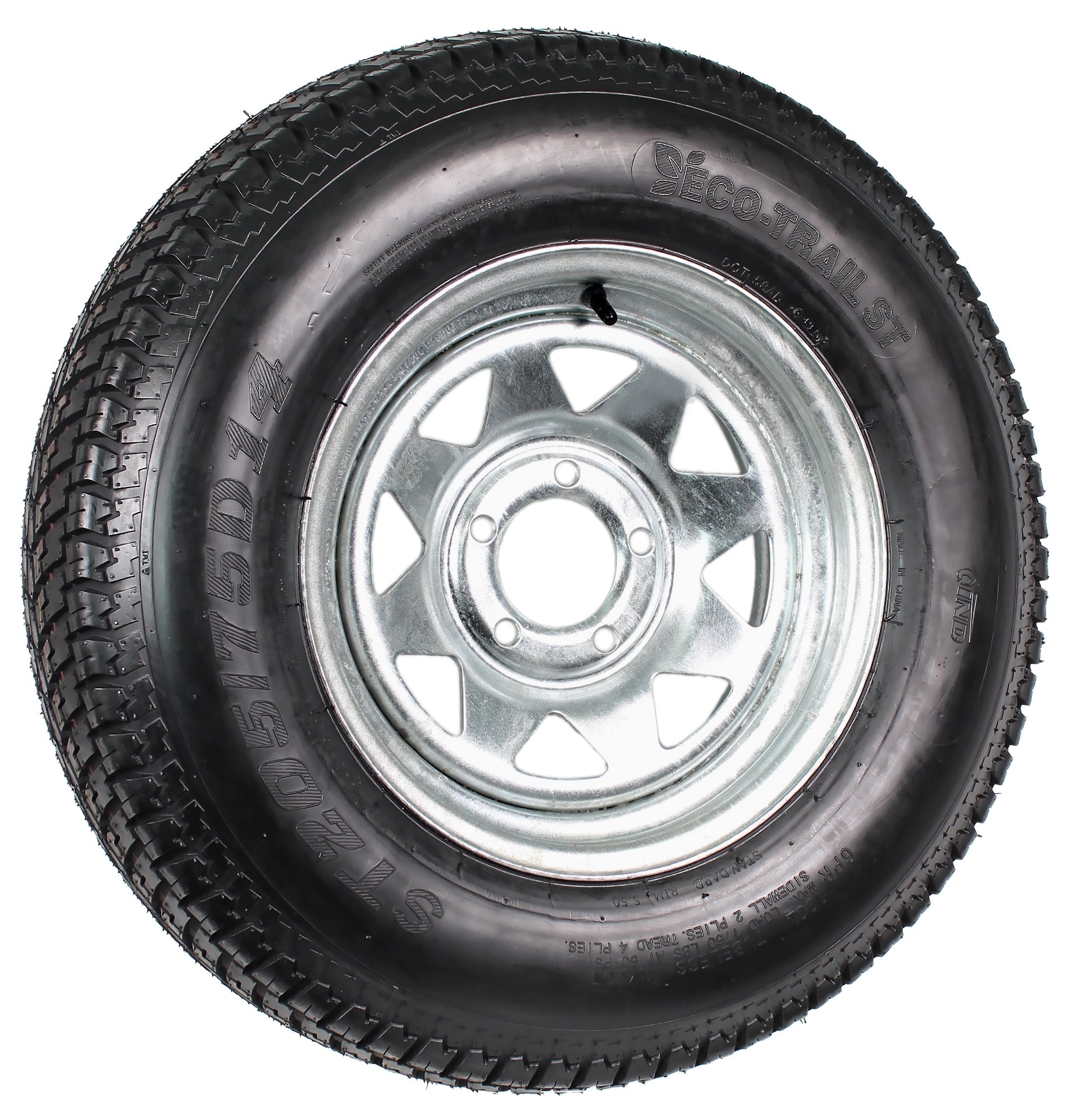 Trailer Tire On Rim ST205/75D14 2057514 F78 14 5 Lug Wheel Spoke Galvanized