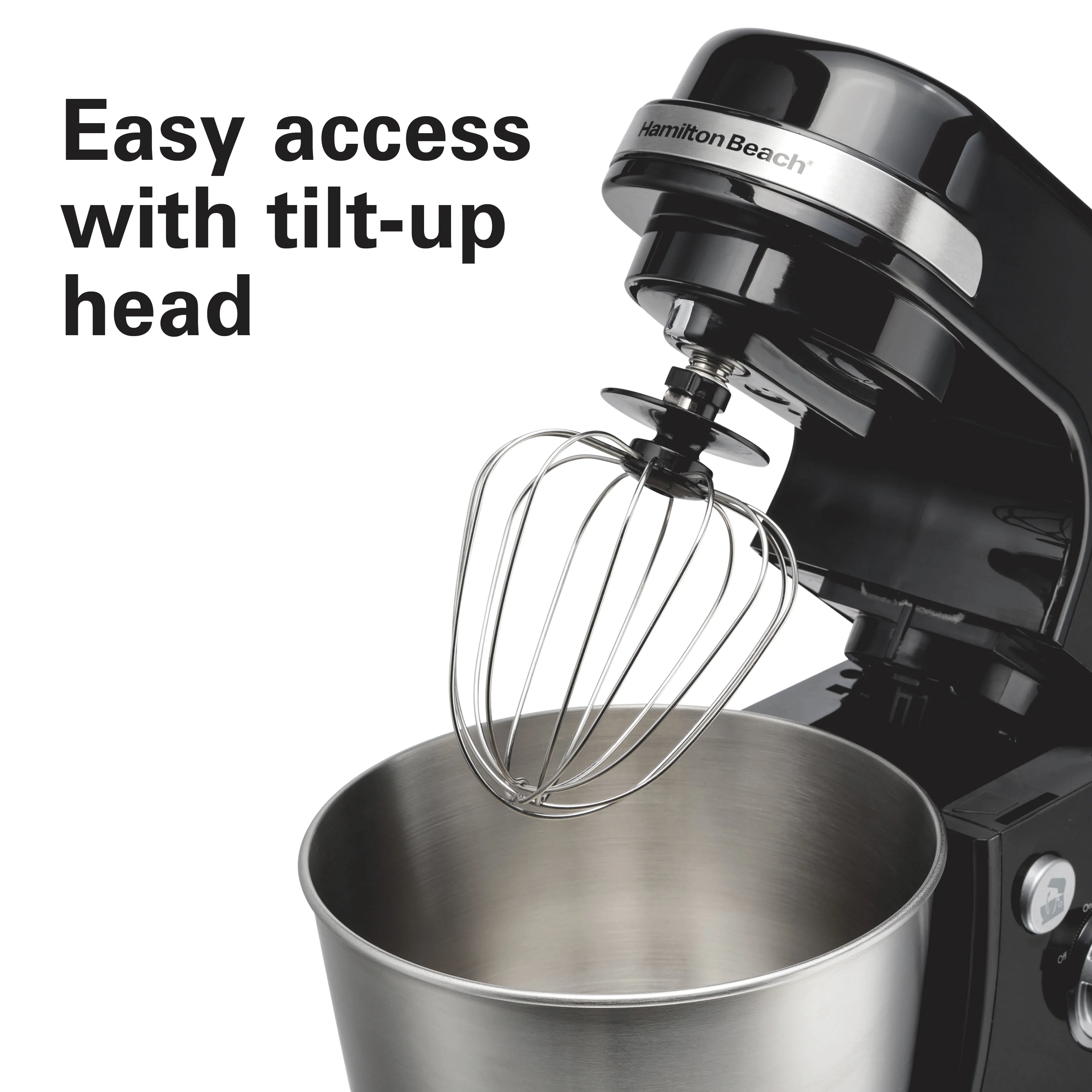 Hamilton Beach 4 Quart Stand Mixer for Kitchen, 7 Speeds, Tilt-Head, Dough Hook, Whisk & Flat Beater, White