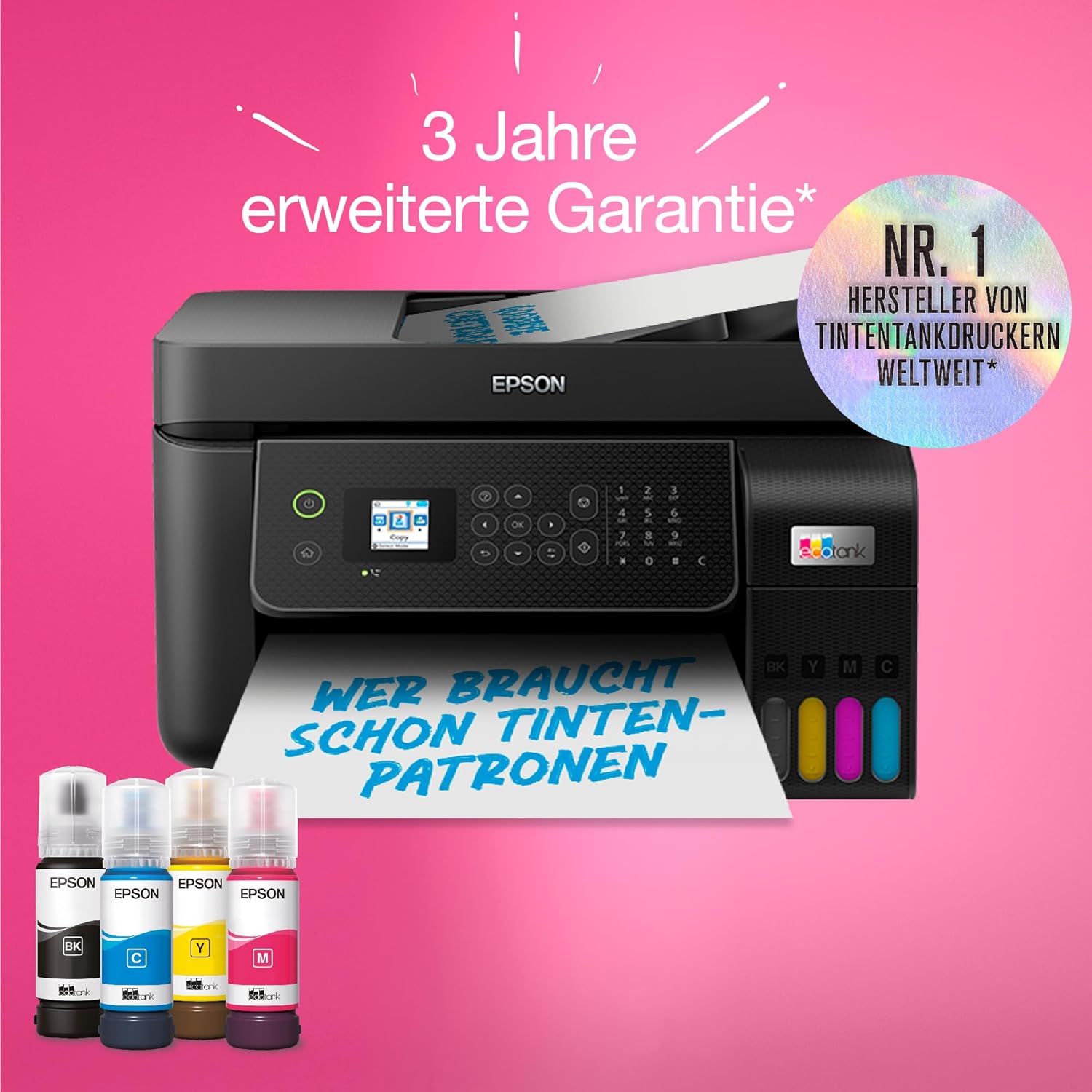 Epson EcoTank ET-4800 A4-Multifunktions-Wi-Fi-Tintentankdrucker, mit einem im Lieferumfang enthaltenen Vorrat an Tinten bis zu 3 Jahren