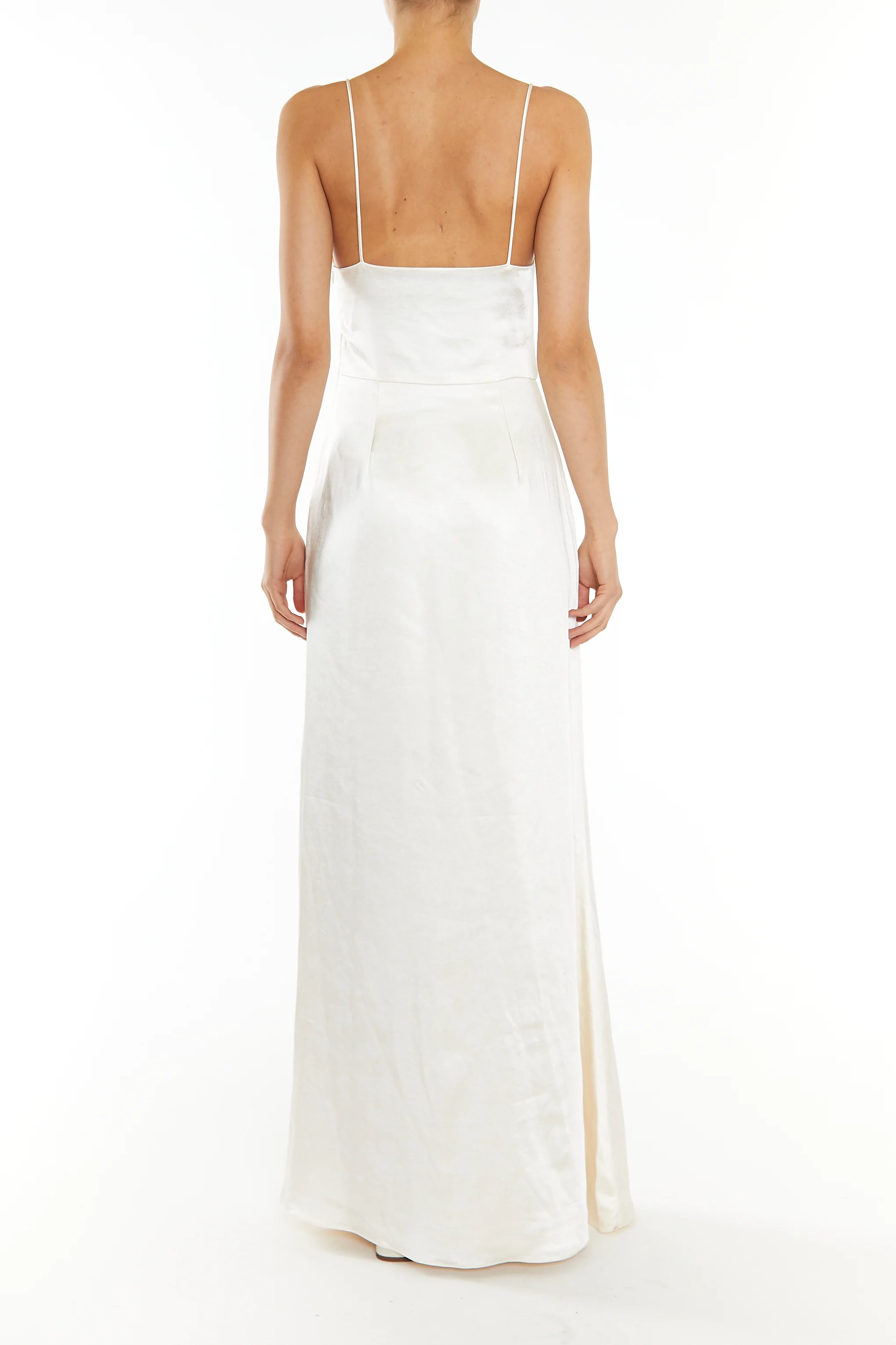 Vivian White Cowl-Neck Bias Cut Maxi-Dress