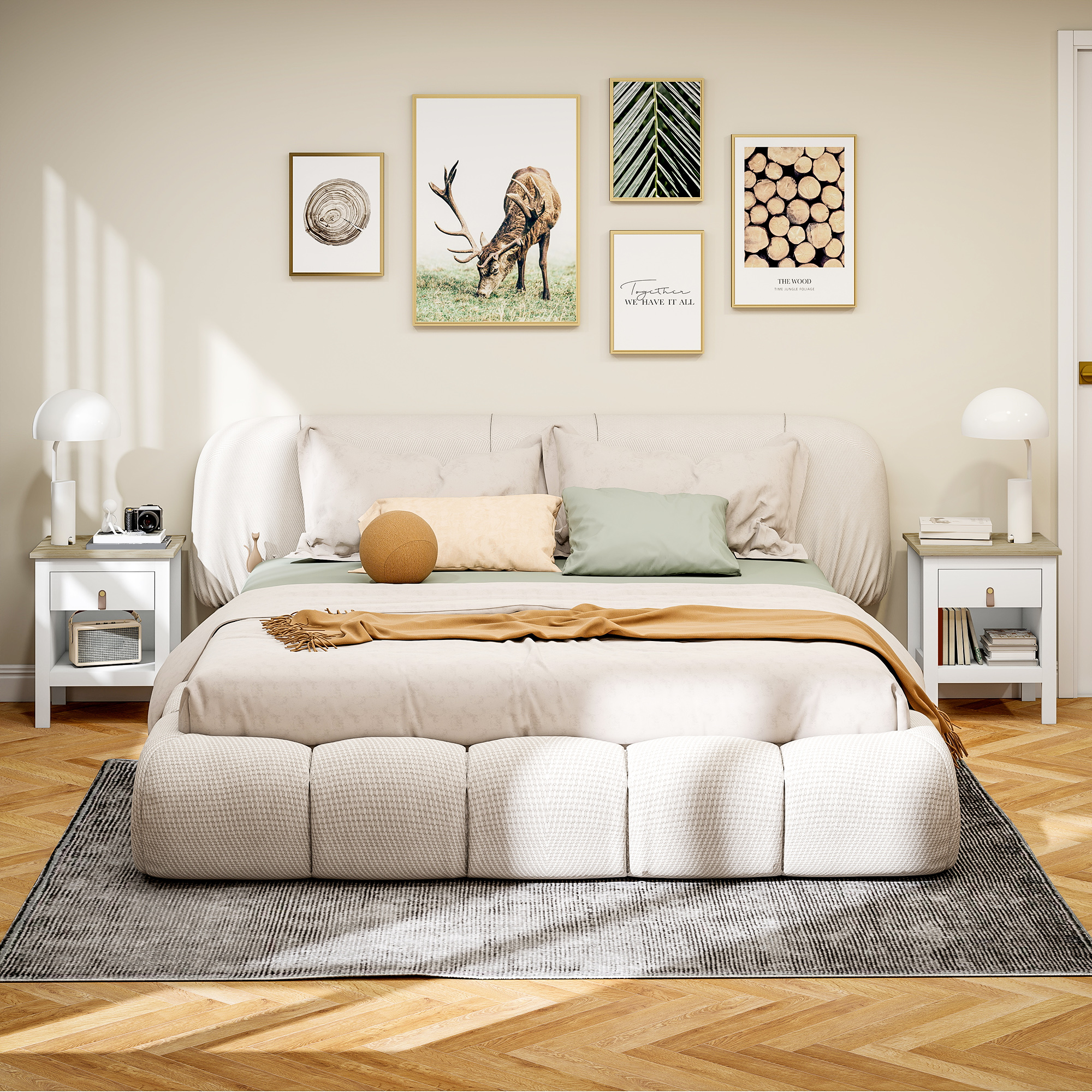 HOMCOM 2er Set Nachttisch mit Schublade und offenem Fach, 45 x 40 x 55 cm, weiß